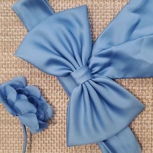 David's Bridal - Satin Flower Girl Sash with Back Bow & Matching Floral Headband